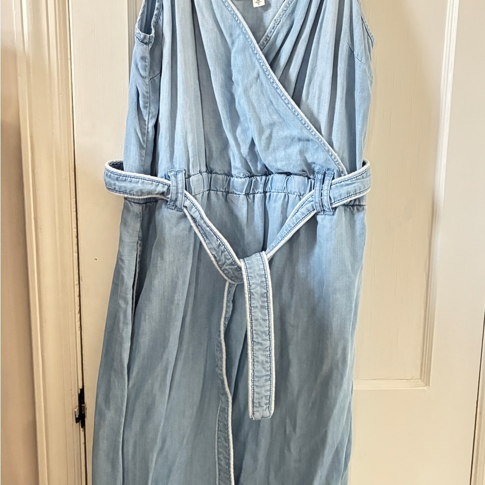 Anthropologie Denim Blue Wrap Midi Dress